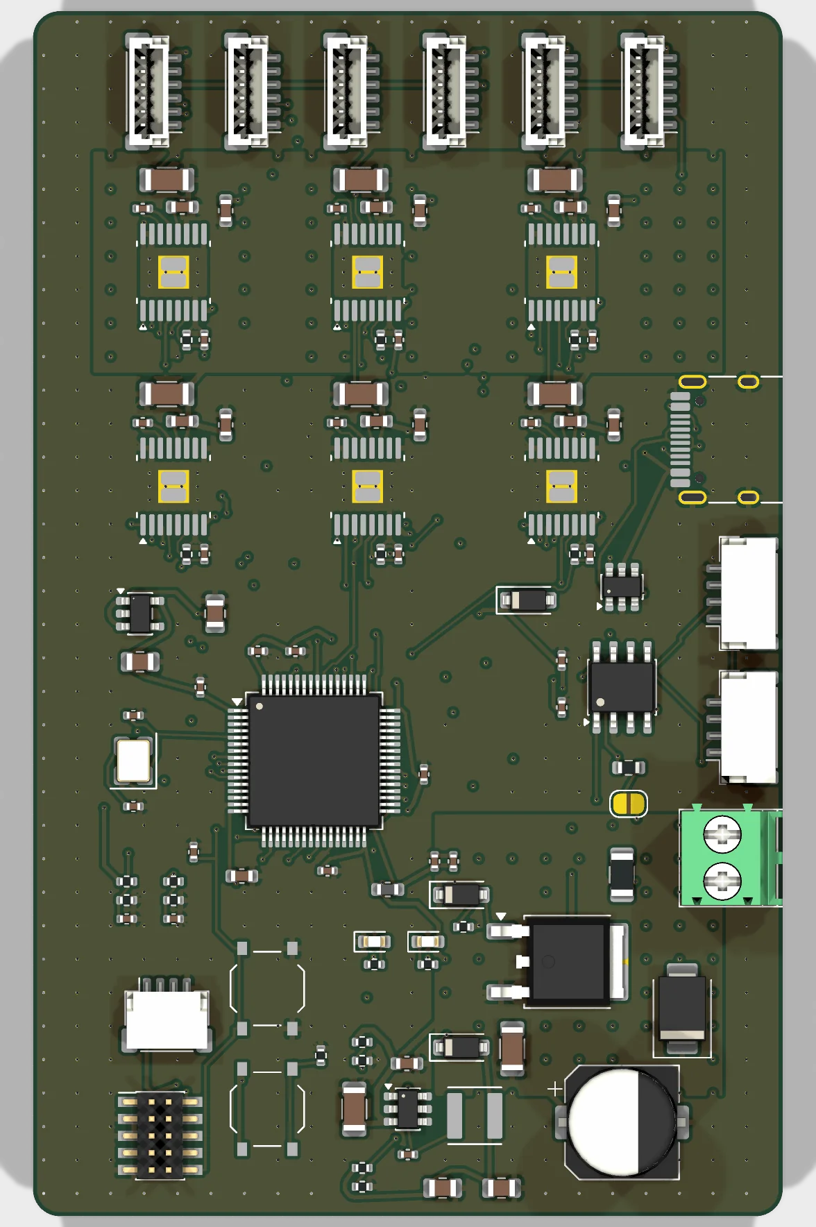 Forearm driver board layout, top view